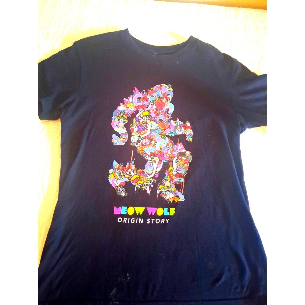 Meow Wolf Origin Story graphic t-shirt in black Size XS